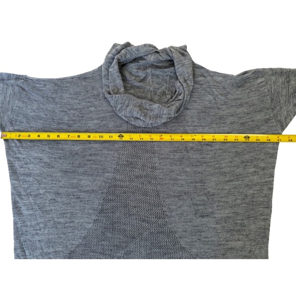 Lululemon Open Front Hooded Cardigan Blue Heathered Knit Thumbholes Womens - Picture 3 of 8